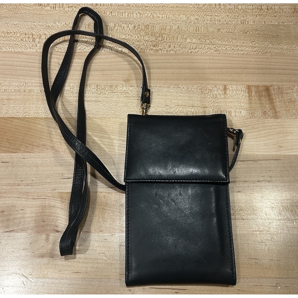 Vintage "Rolf's Macro Bag" Cowhide Crossbody Purse Black Wallet ID